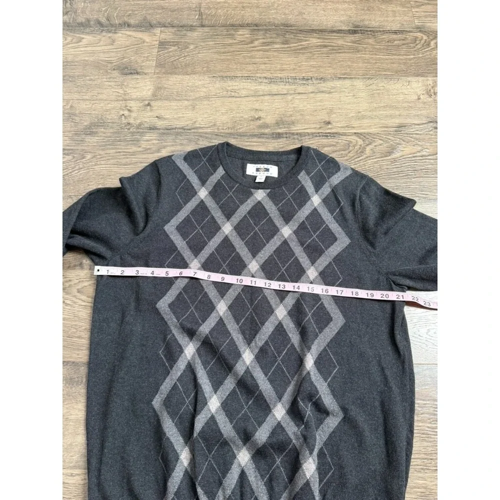 EUC Mens Joseph Abbound diamond Argyle grey cotton wool cashmere sweater size L